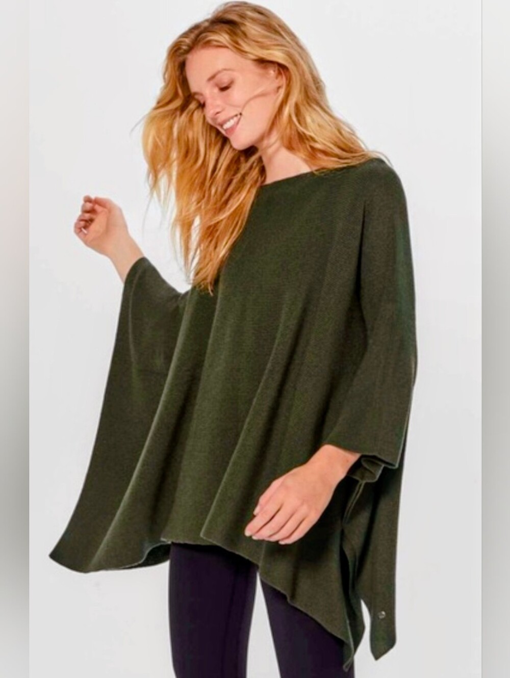 Lululemon Wool Be Cozy Poncho Dark Olive Green Merino Wool One Size